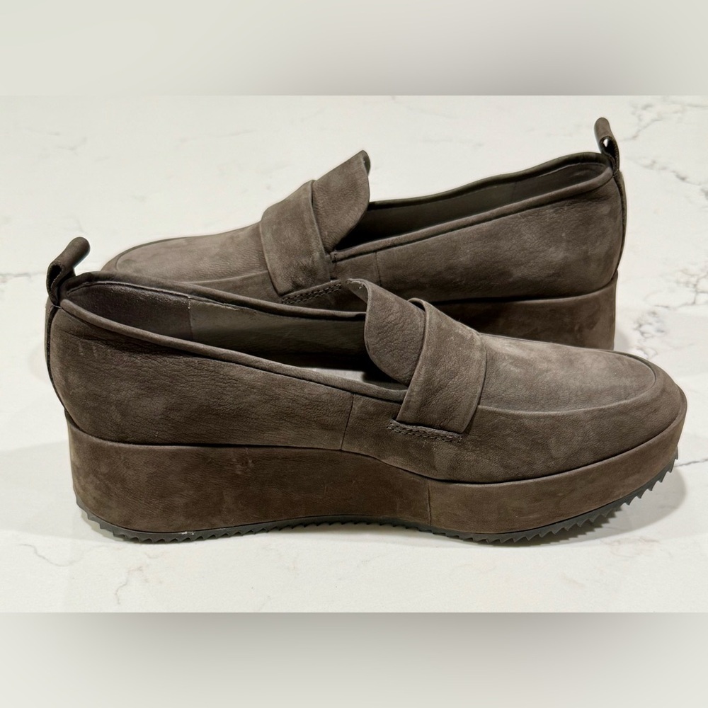 Eileen Fisher Loafers Women's Size 8.5 Gray Nubuck Wedge Platform Shoes - Picture 5 of 9